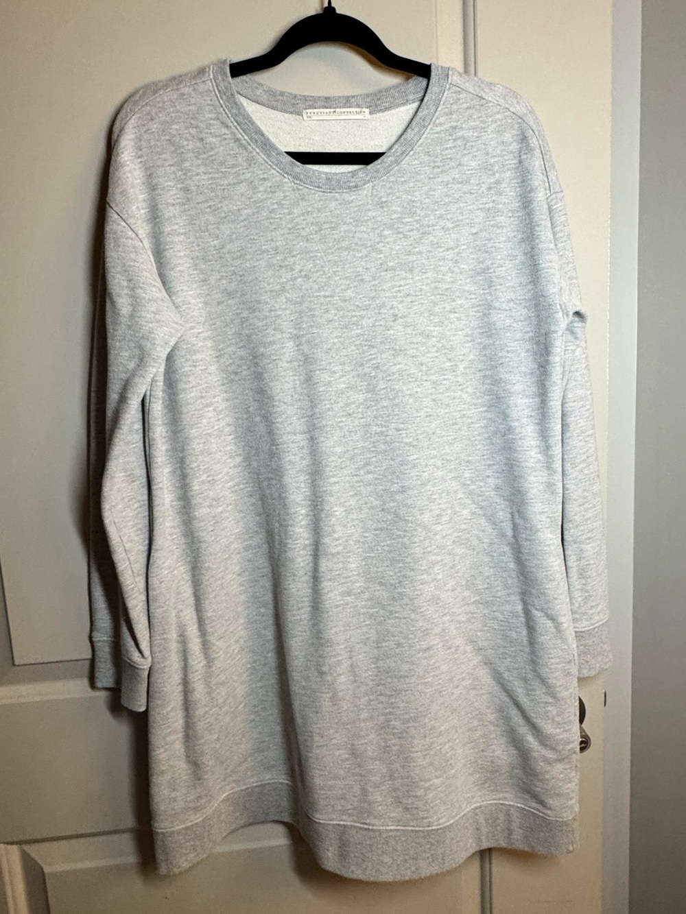 Peruvian Connection Light Gray Crewneck Sweater Dress